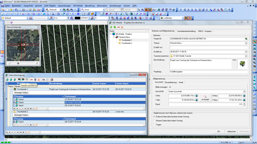 Datenaustausch zwischen BMCU und GEOvision GIS Projekt